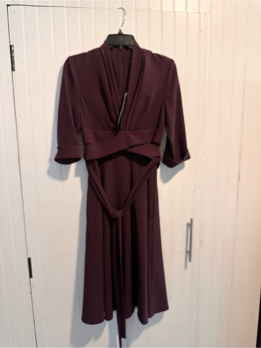 Black Halo Plum Wrap Midi Dress